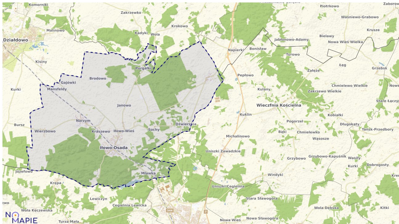 Mapa obszarów ochrony przyrody Iłowa-Osady